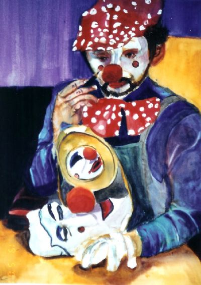 CLOWWN APPLYING MAKEUP