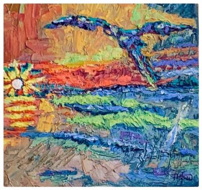 Sunrise with Blue Heron