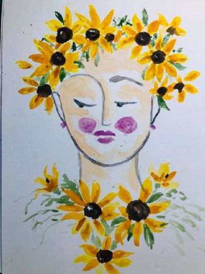 Girl with daisies in her hair