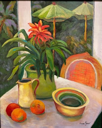 Three Peaches and Two Umbrellas