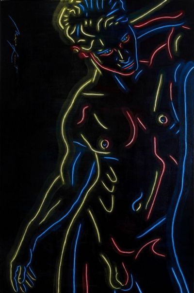 Neon Male Nude