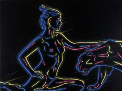 Neon Woman with Panther