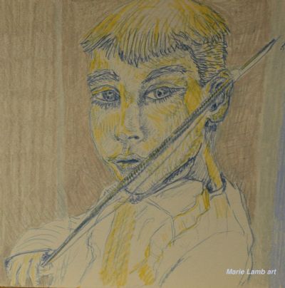 Boy in Blue with Violin