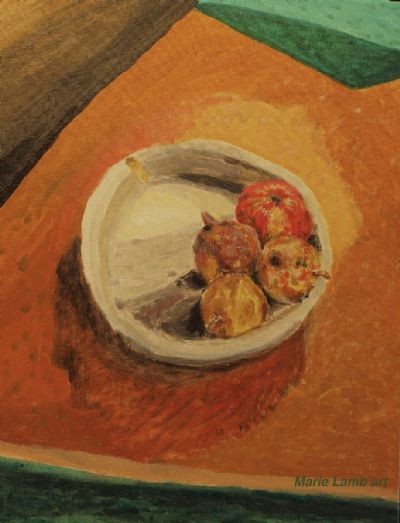 Still Life : One Apple and Three Onions