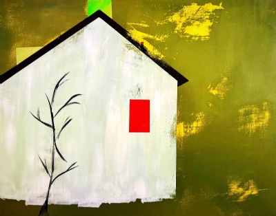 Tree Next to Red Window House