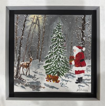Santa Scene with Deer
