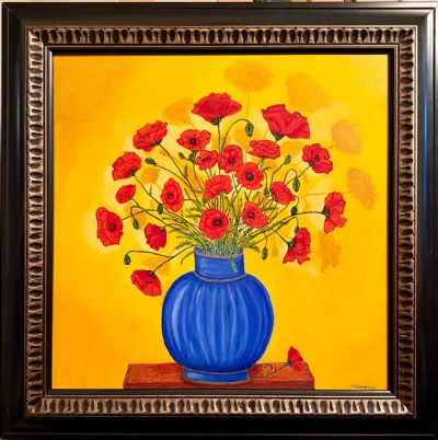 Vase of Red Poppies