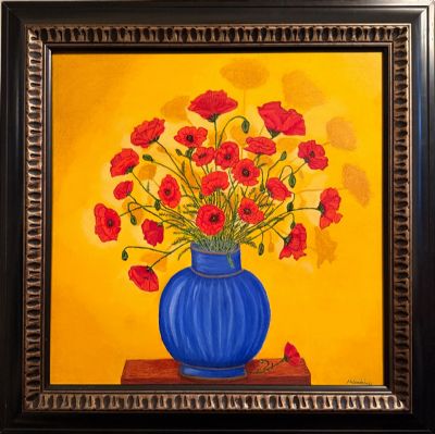 Vase of Red Poppies