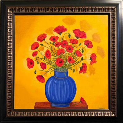 Vase of Red Poppies