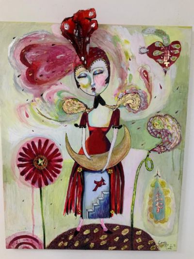 Girl with Red Cardinal