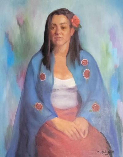 Maria with flower and shawl