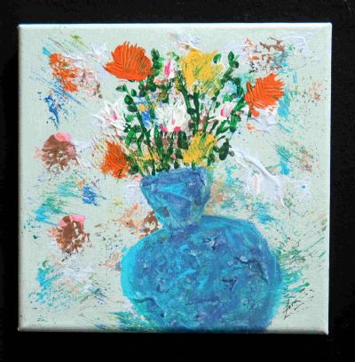 Bouquet in a Blue Vase